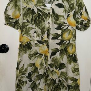 H&M Green and Yellow Puff Sleeve Sundress